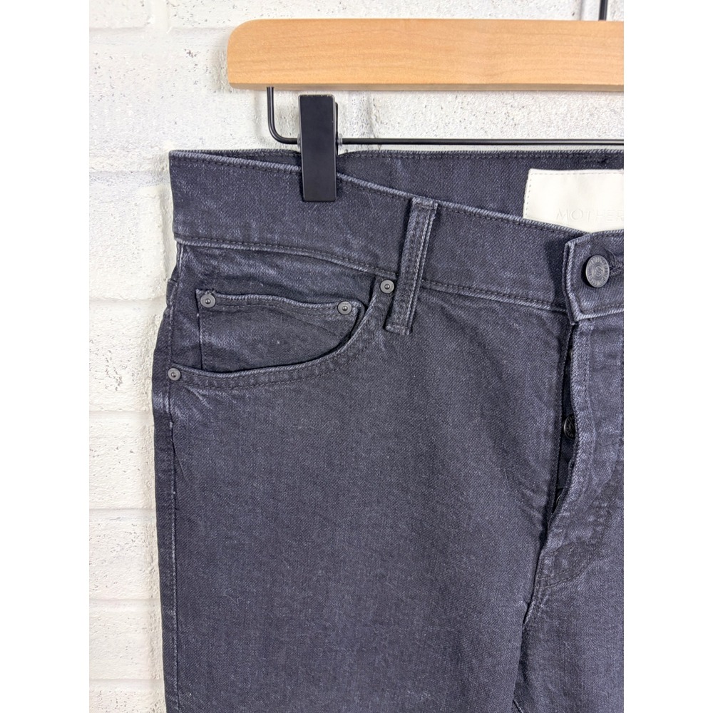 MOTHER Superior Scrapper Cuff Ankle Fray Jeans Womens 29 Whos Sorry Now Black - Picture 4 of 15